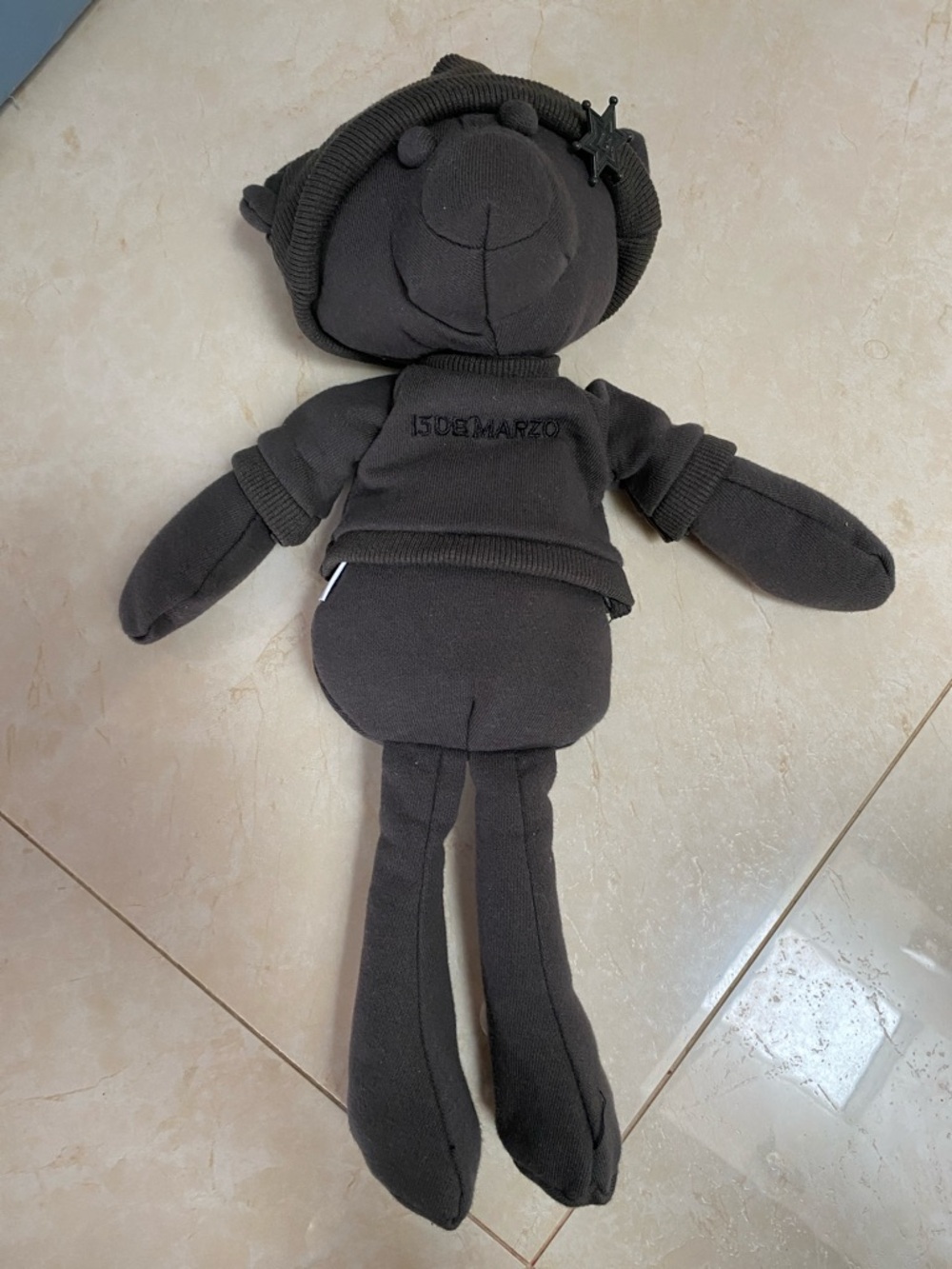 13 De Marzo Paris Teddy Bear Plush Buttons Slate Gray